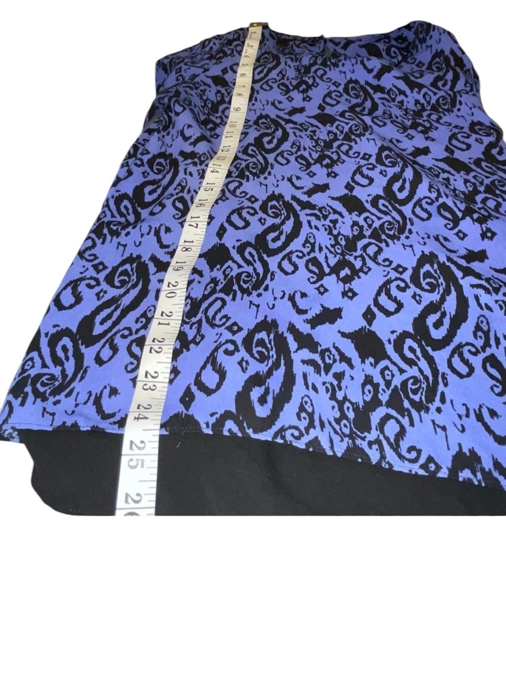 AGB Sheer Layered Blouse Small Blue Black Abstract Paisley 3/4 Sleeve Made USA - Picture 7 of 9